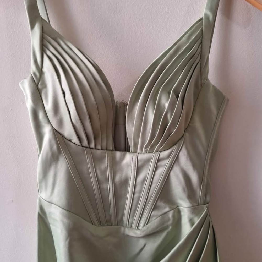 NWOT House of CB Faye Satin Corset Midi Dress